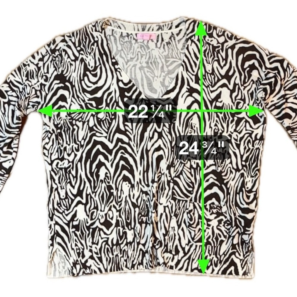 Lilly Pulitzer Brown Zebra V-Neck Sweater Size Small Preppy Y2K Animal Print - Picture 5 of 10